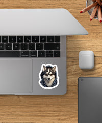 Cute Sticker Huskey Wearing a Dark Hoodie - Gabe Atkins Designs