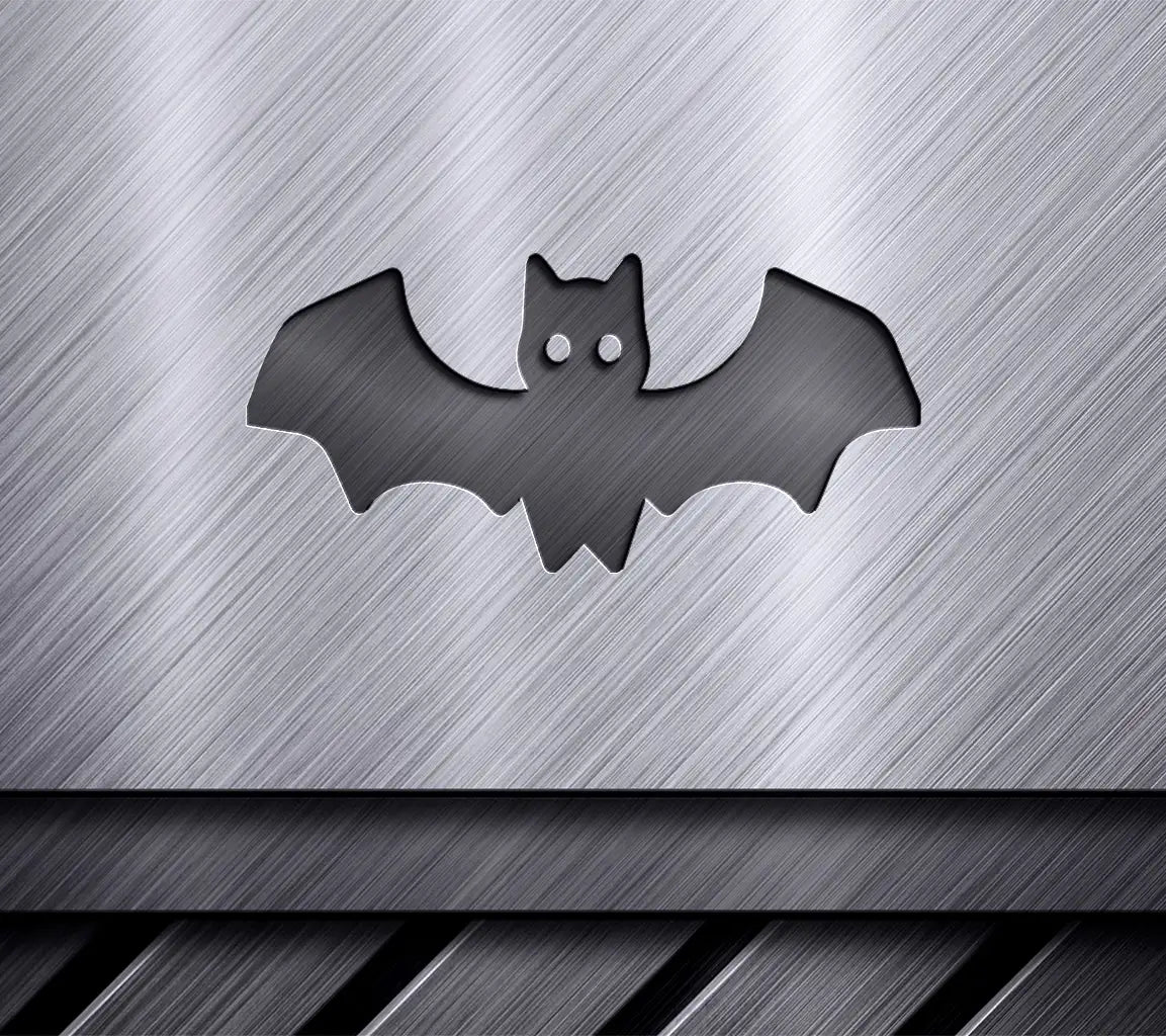 Black Bat Cartoon Icon SVG with White Eyes SVG