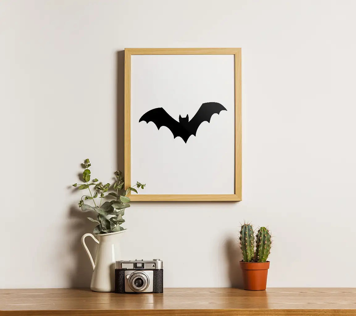 Black Bat Silhouette SVG - Spread Wings Design SVG