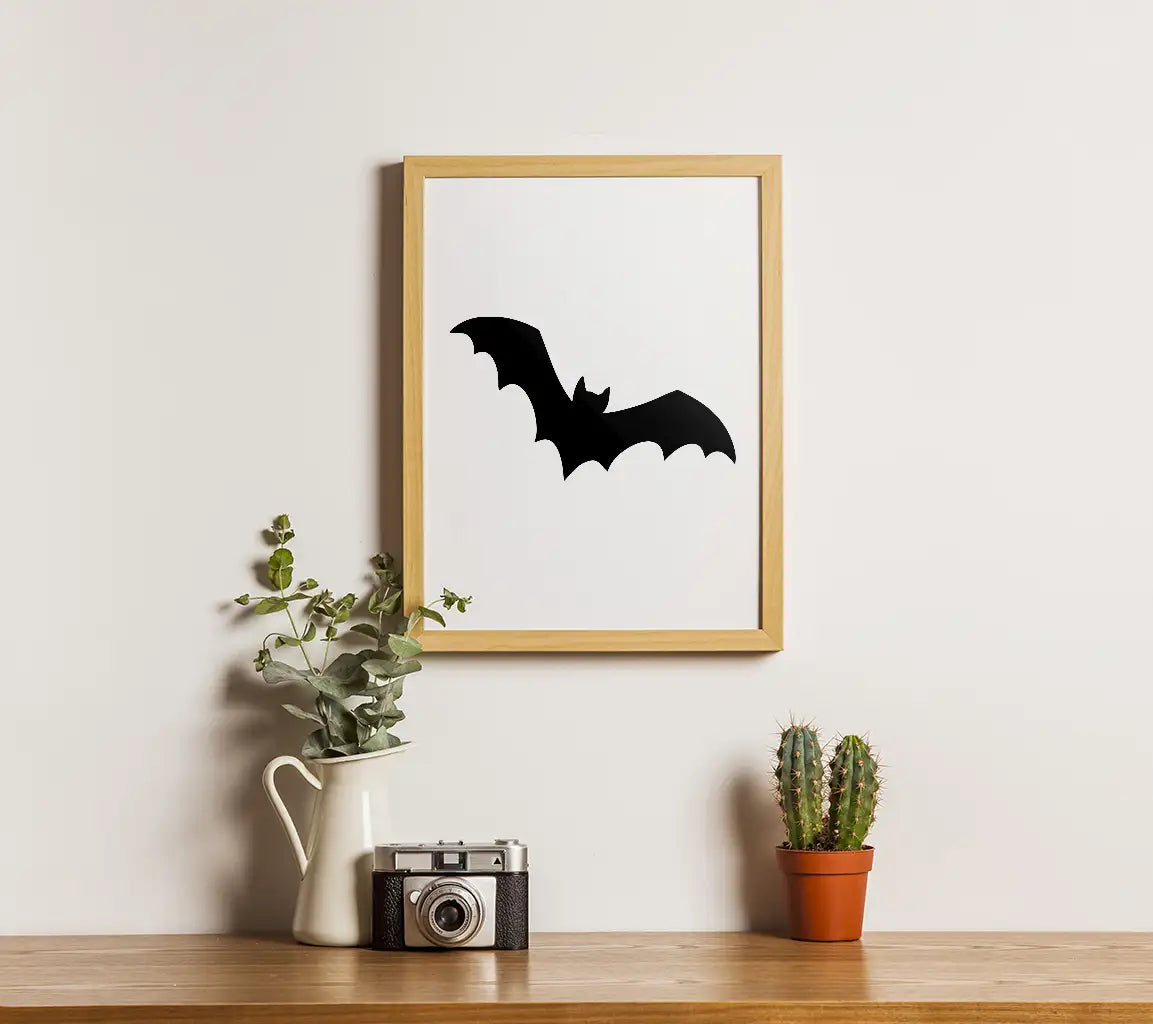 Black Bat Silhouette SVG - Wings Spread SVG