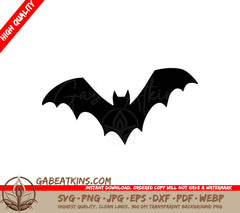 Black Bat Silhouette SVG - Spread Wings Design SVG