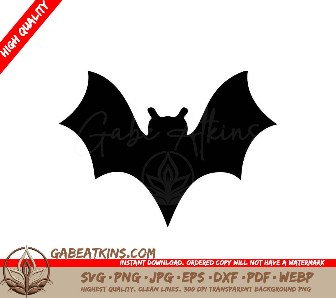 Bat Silhouette SVG - Wings Spread Design SVG