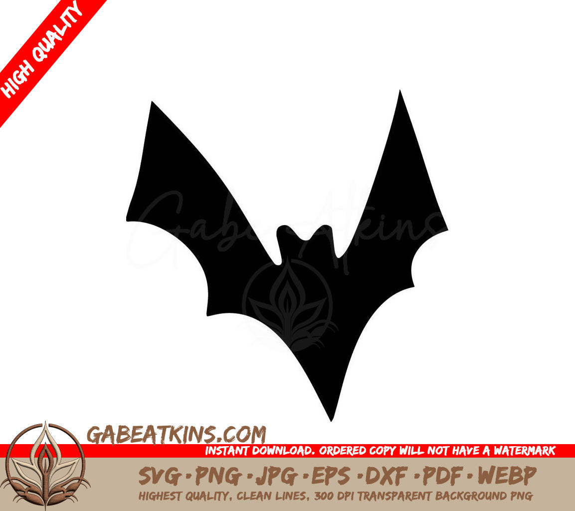 Bat Silhouette SVG - Wings Outstretched (White Background) SVG