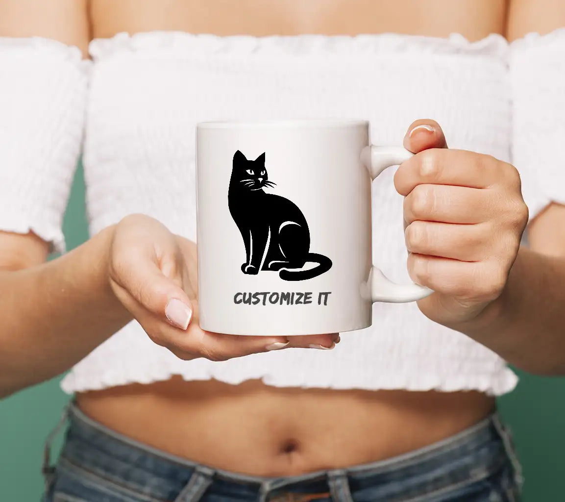 Black Cat Silhouette SVG - White Background SVG