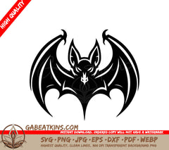 Black Bat Silhouette SVG - Winged Creature Illustration SVG