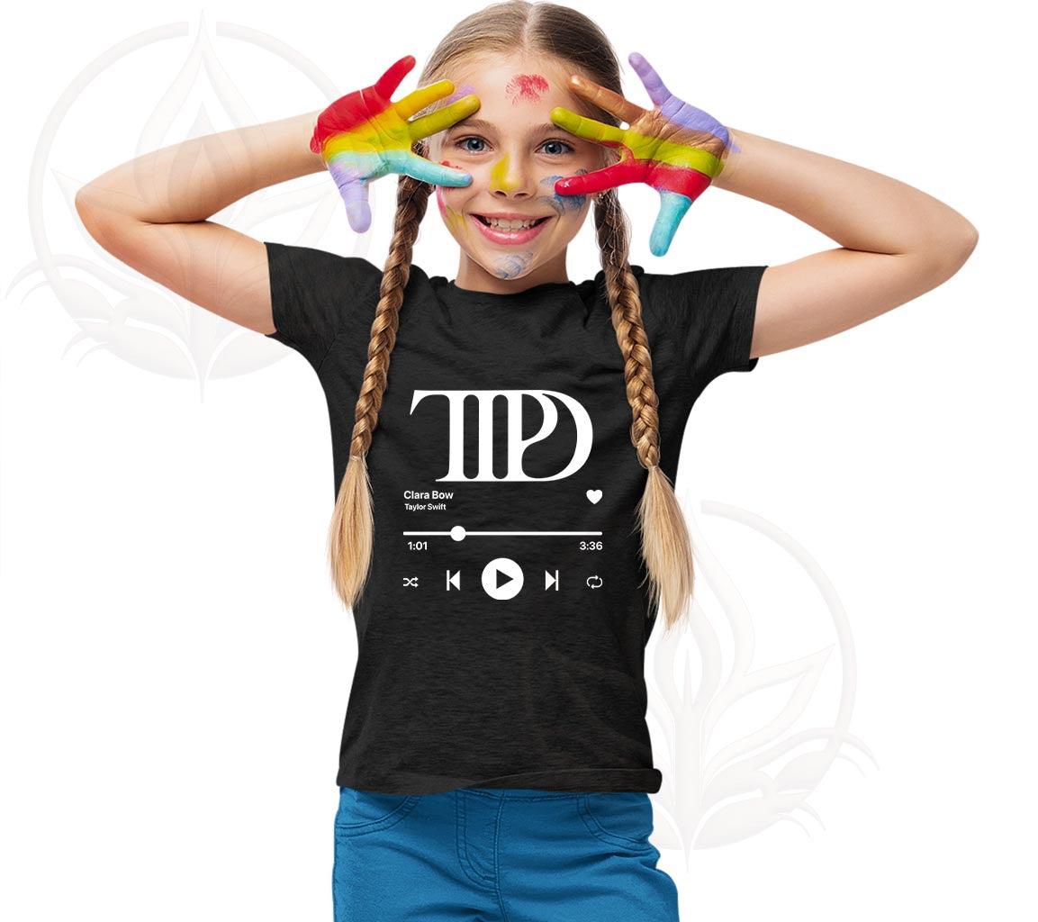 Clara Bow T-Shirt For Kids | Swiftie Style Alert! Taylor Swift Inspire | Tortured Poets Department Music Player Clara Bow