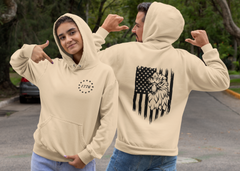 Patriotic Hoodie: 1776 American Flag Eagle | Hoodie with Distressed Flag on Back, Betsy Ross America Sweatshirt, Mens American Flag Hoodie,USA - Gabe Atkins Designs