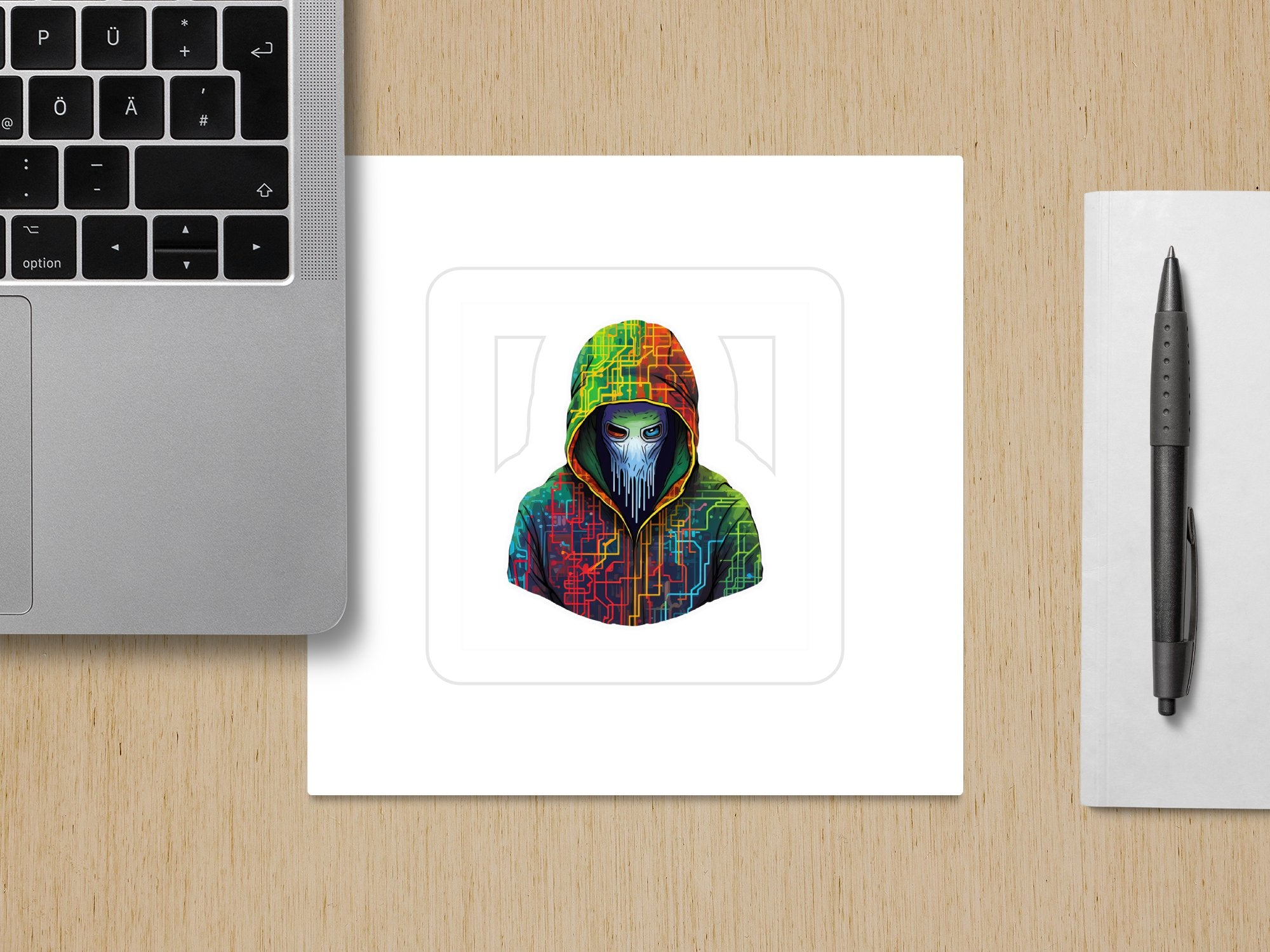 cyberpunk hacker laptop sticker, laptop decal, vinyl laptop sticker - Gabe Atkins Designs