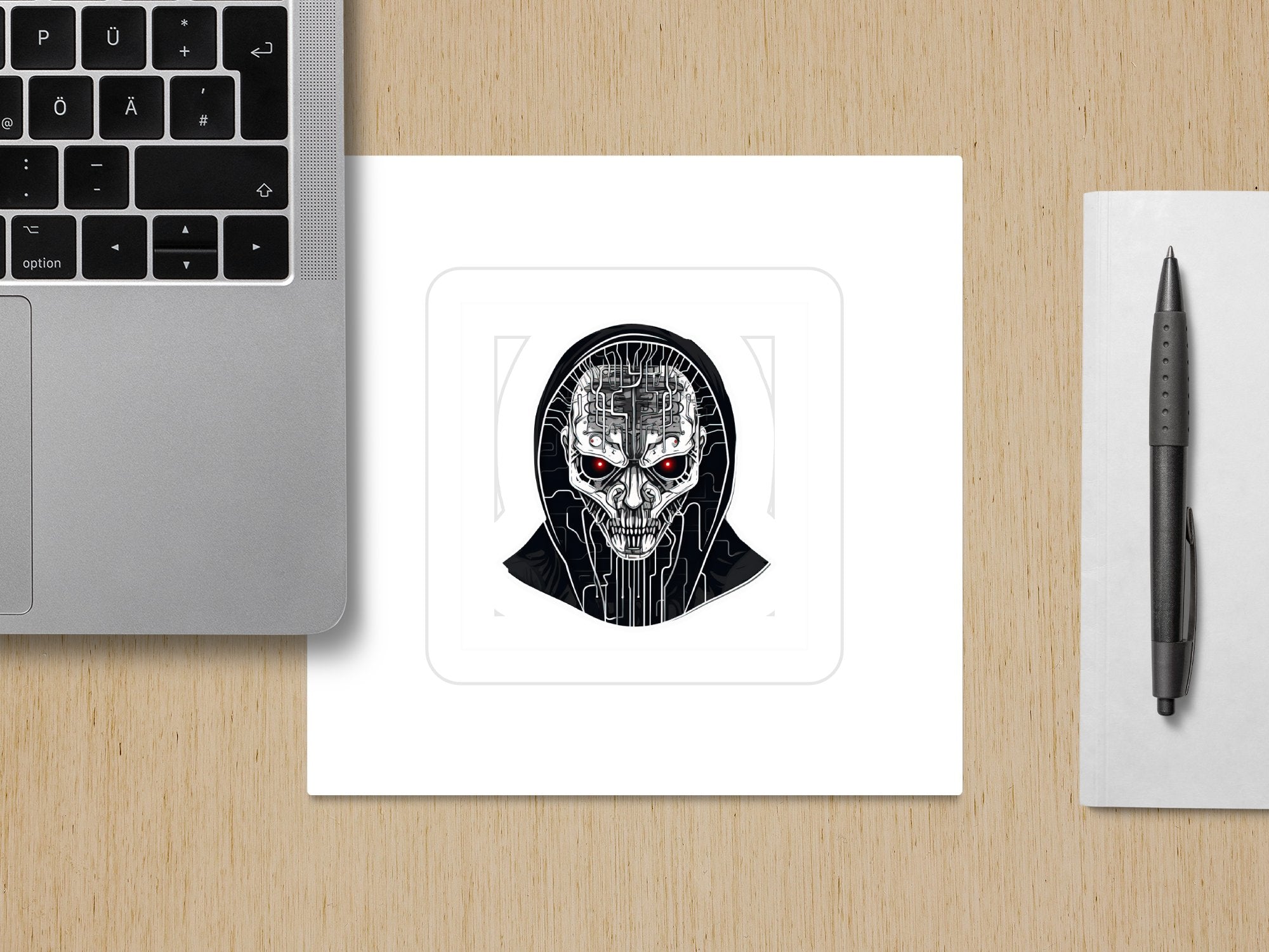 cyberpunk skull red eyes cross head laptop sticker, macbook sticker, m | cyberpunk skull red eyes cross head laptop sticker, macbook sticker, mac decal, laptop skin, macbook pro