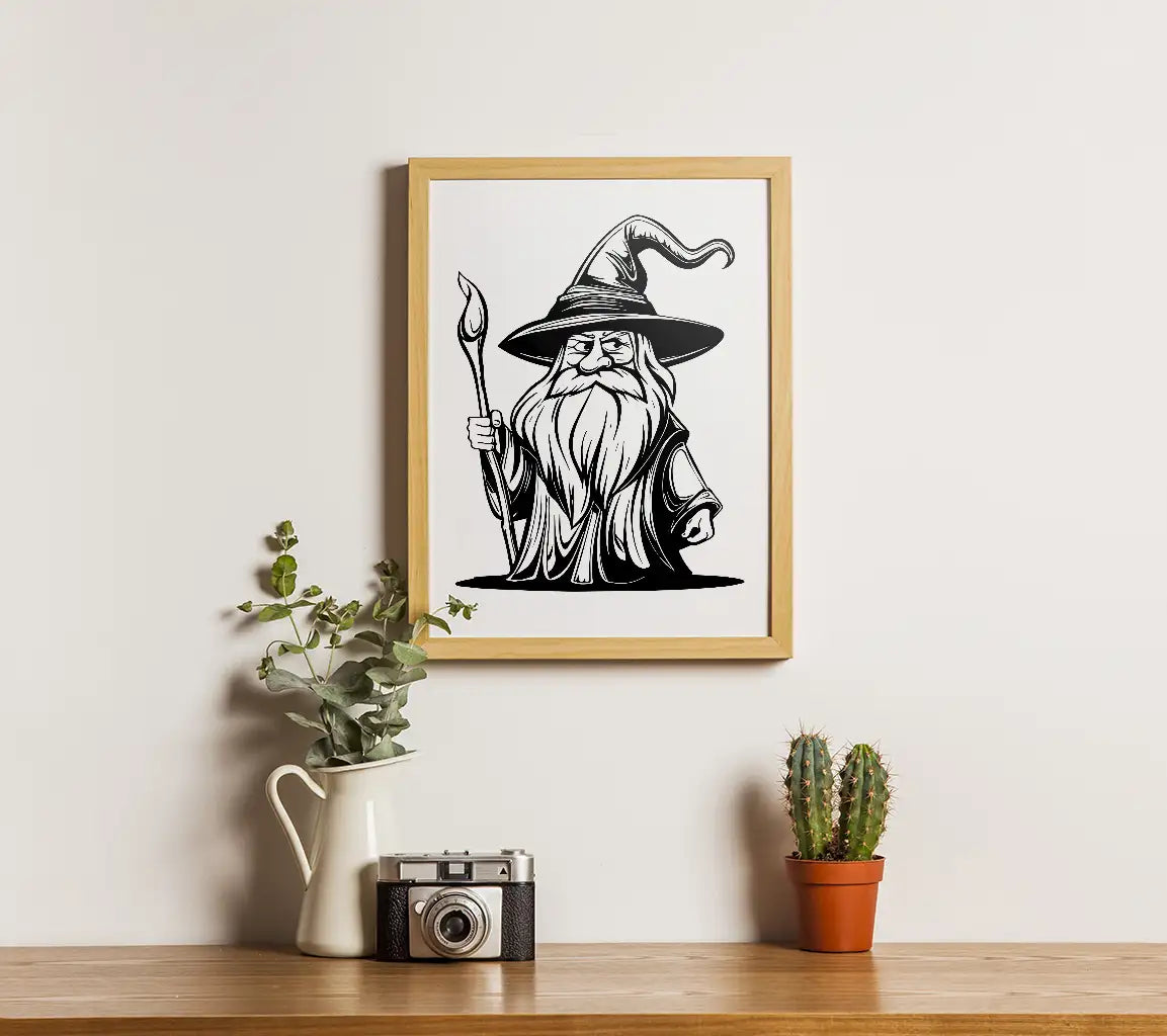  Wizard with Staff SVG - Cartoon Illustration SVG