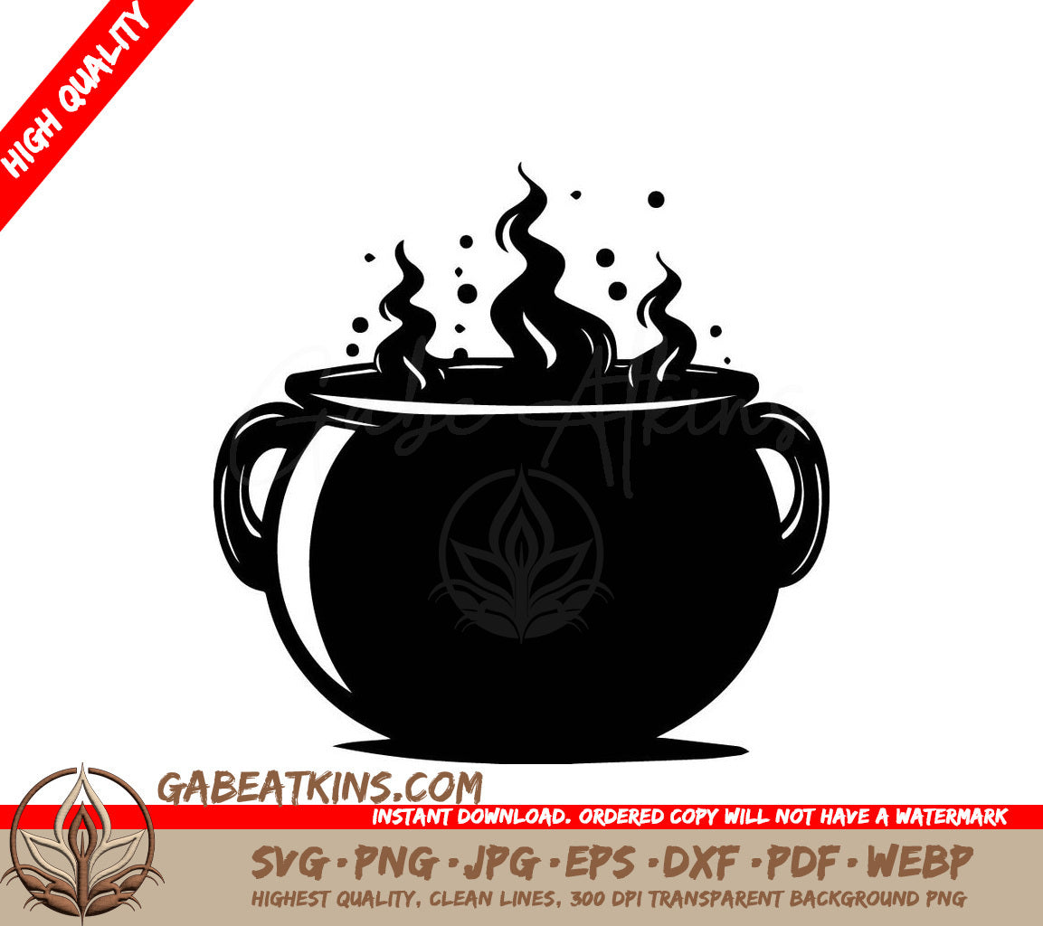 Black Cauldron with Steam SVG - Vector Illustration for Cut Files SVG