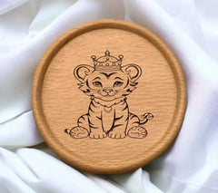  Tiger Cub with Crown SVG - Coloring Page SVG