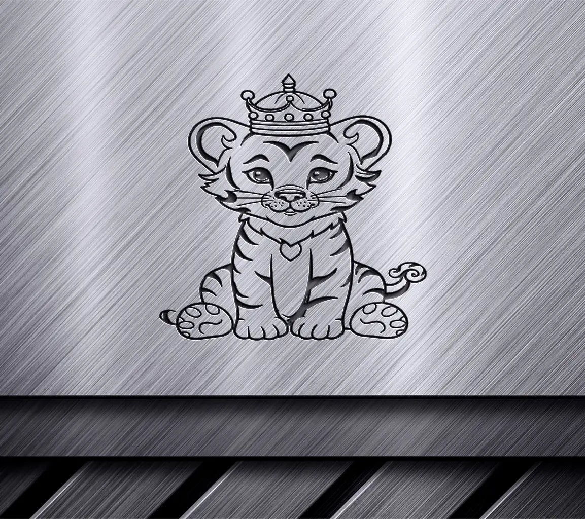  Tiger Cub with Crown SVG - Coloring Page SVG