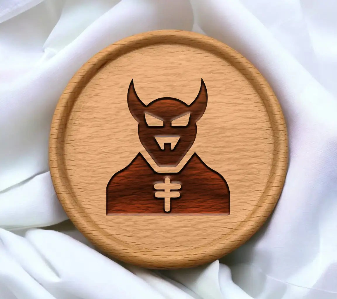 Devil Silhouette with Horns & Cross SVG - Halloween Pictogram SVG