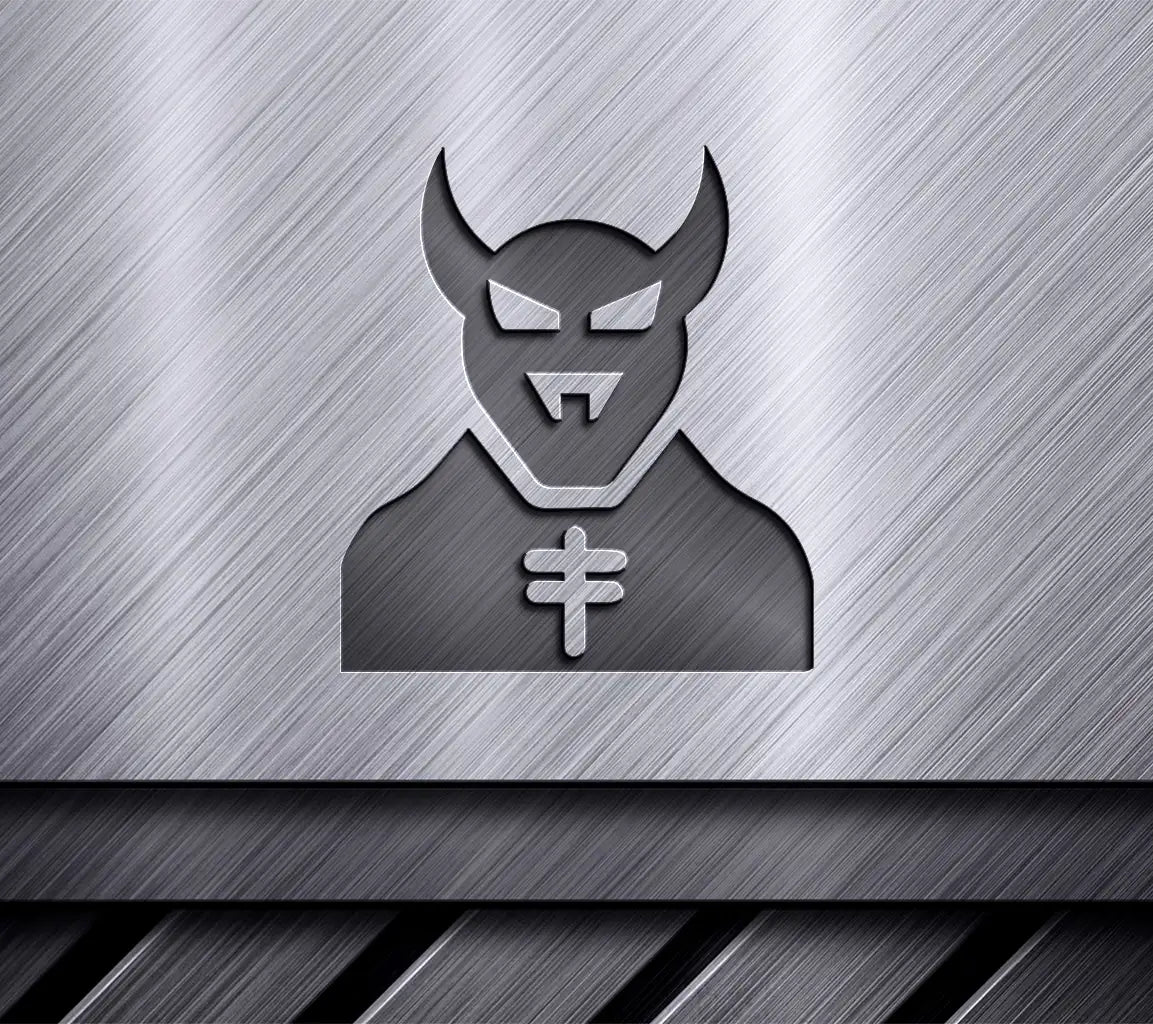 Devil Silhouette with Horns & Cross SVG - Halloween Pictogram SVG