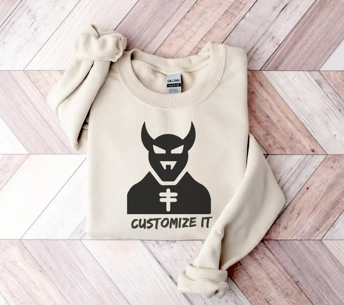 Devil Silhouette with Horns & Cross SVG - Halloween Pictogram SVG