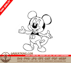 Mickey Mouse Line Art SVG -  Disneyland Illustration SVG