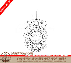  Cartoon Character Star Doodle SVG - Space Kids Illustration SVG