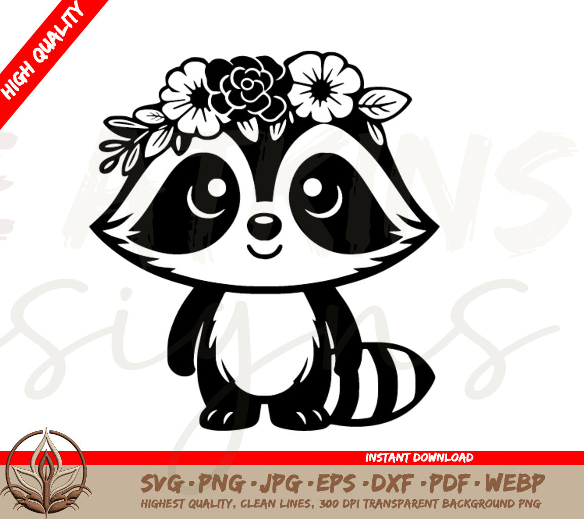 Floral Raccoon Crown Digital Download (SVG/PNG)