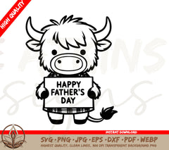 Highland Cow Father's Day Digital Design. SVG, PNG and more formats included.