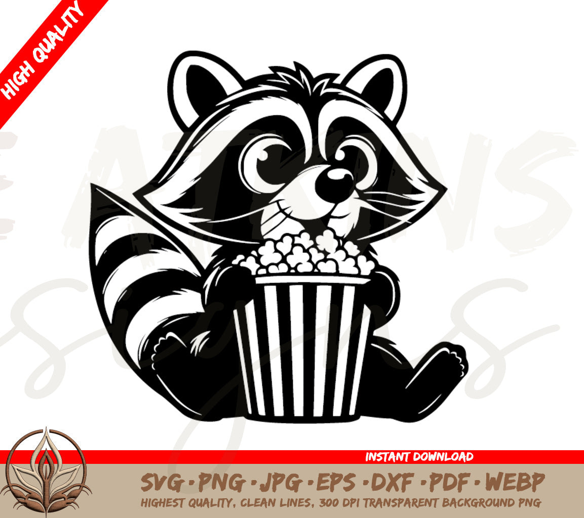 Raccoon SVG: Movie Night Snack Time - Perfect For Cricut & Silhouette