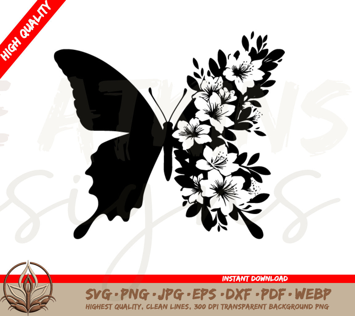 Floral Winged Butterfly Digital Download (SVG & PNG Files)