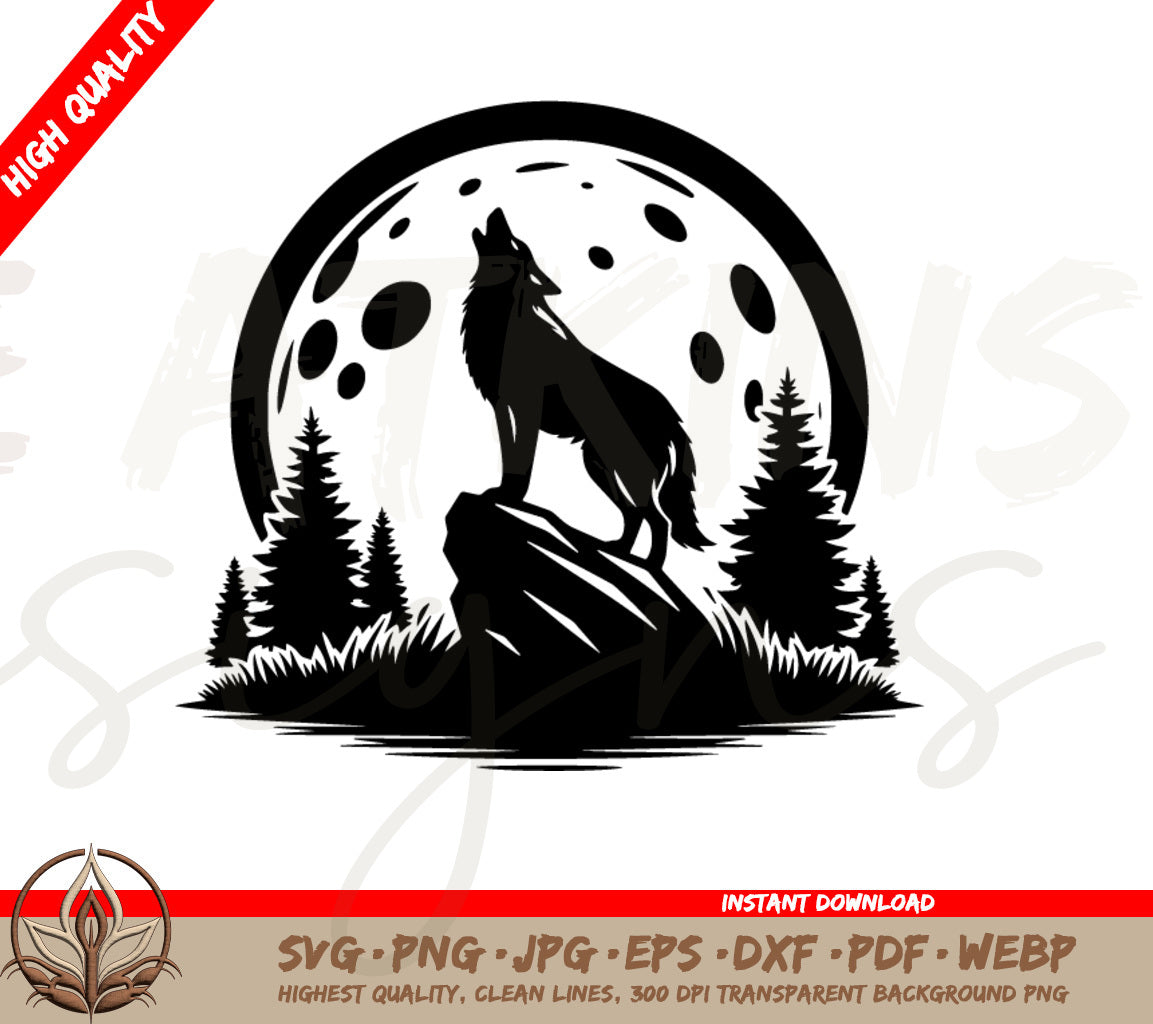 Howling Wolf SVG Digital Download: SVG and PNG Files - High Quality