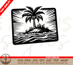 Lone Palm Tree Printable Postcard - Digital Download (SVG & PNG)