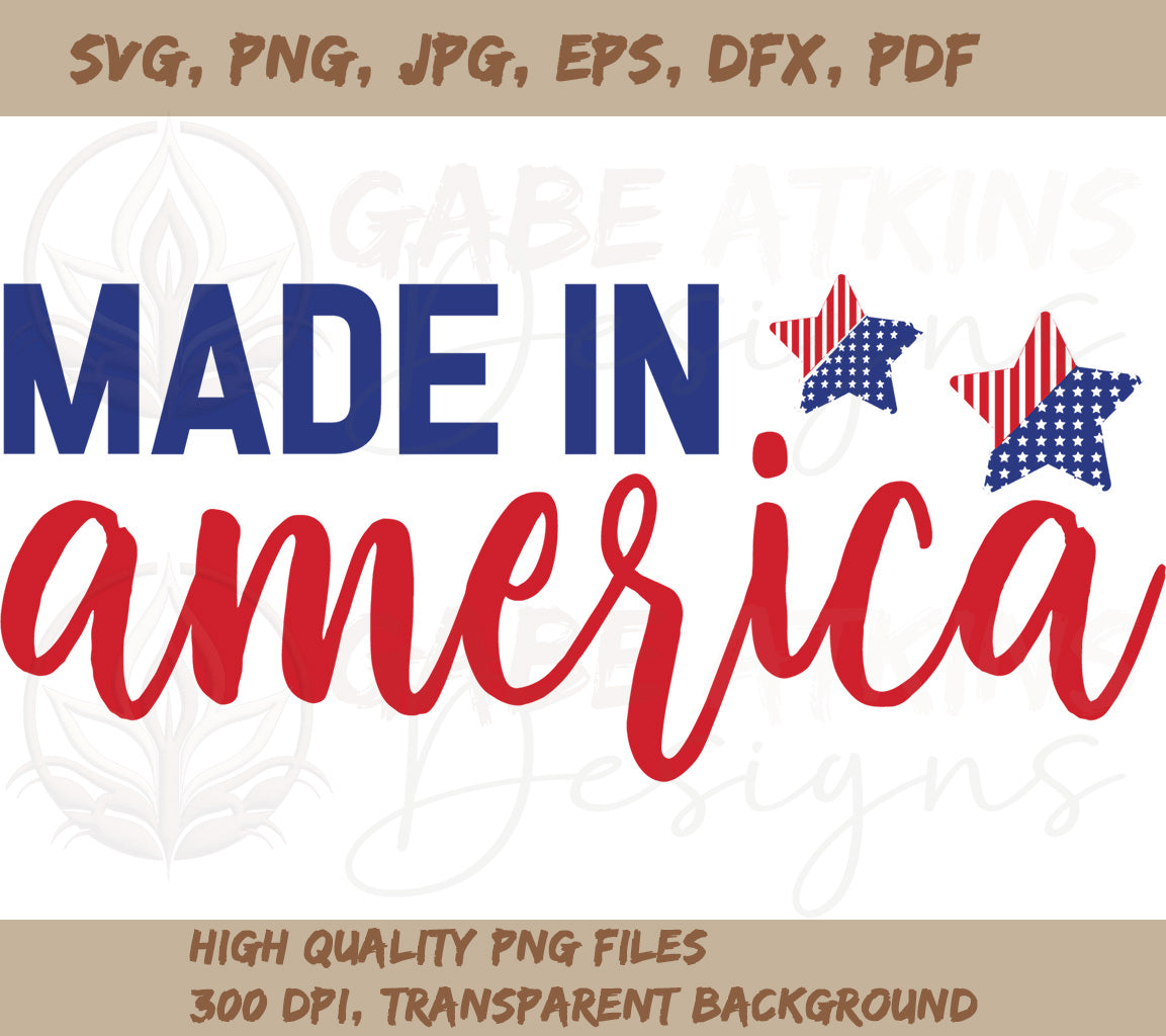 Made in America SVG, PNG, DXF, JPG, PDF, WebP for Silhouette and Cricu | America SVG, PNG, DXF, JPG, PDF, WebP