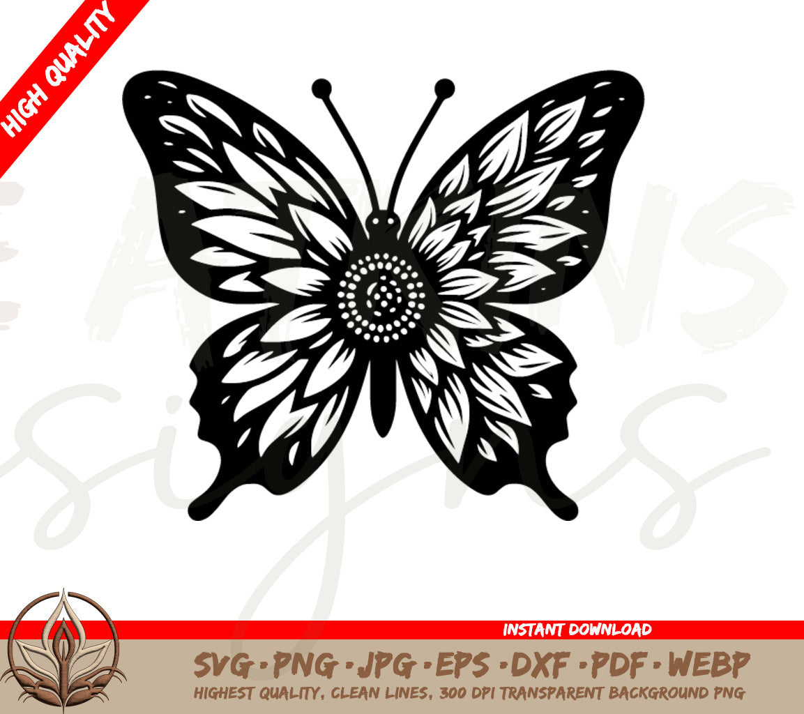 Butterfly SVG: Enchanting High Quality Butterfly SVG with Sunflower Wings