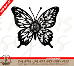 Butterfly SVG: Enchanting High Quality Butterfly SVG with Sunflower Wings