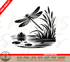 Tranquil Pond Dragonfly Digital Download: SVG & PNG