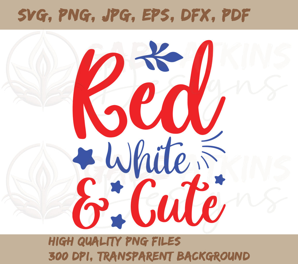 Red, White and Cute Vector Cut Files SVG For Silhouette and Cricut | A | Includes DXF, JPG, PDF, WebP