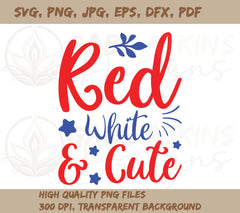 Red, White and Cute Vector Cut Files SVG For Silhouette and Cricut | A | Includes DXF, JPG, PDF, WebP