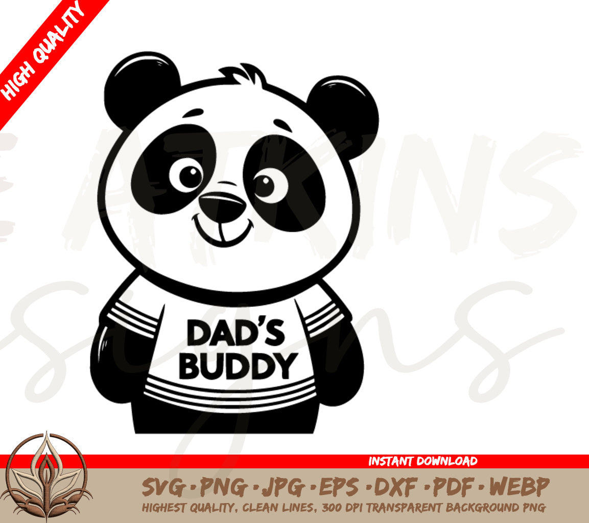 Dad SVG - Cute Panda Wearing a 'Dad's Buddy' Shirt | Perfect for Father’s Day Crafts