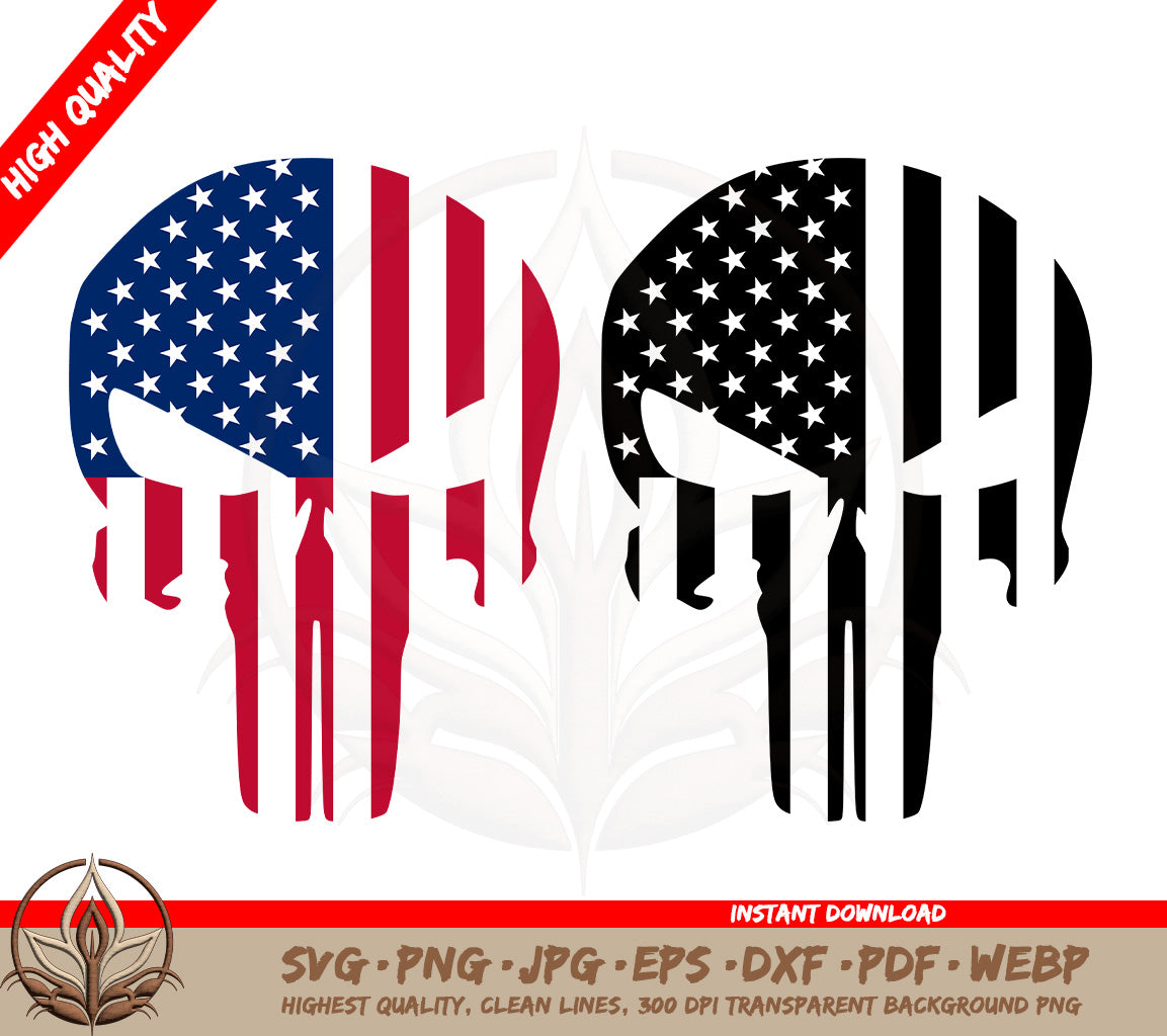 American Flag Punisher Skull SVG, PNG, Graphics for Military Crafts