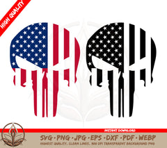 American Flag Punisher Skull SVG, PNG, Graphics for Military Crafts