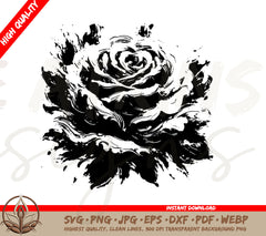 Splash Effect Rose SVG - Artistic Rose Drawing SVG: Perfect for Crafts