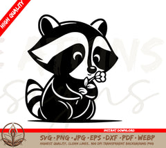 Raccoon SVG: An Adorable Raccoon Sniffing a Freshly Picked Flower!