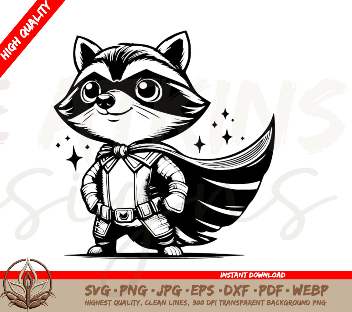 Superhero Raccoon SVG | Cute Design Showing a Raccoon on an Adventure