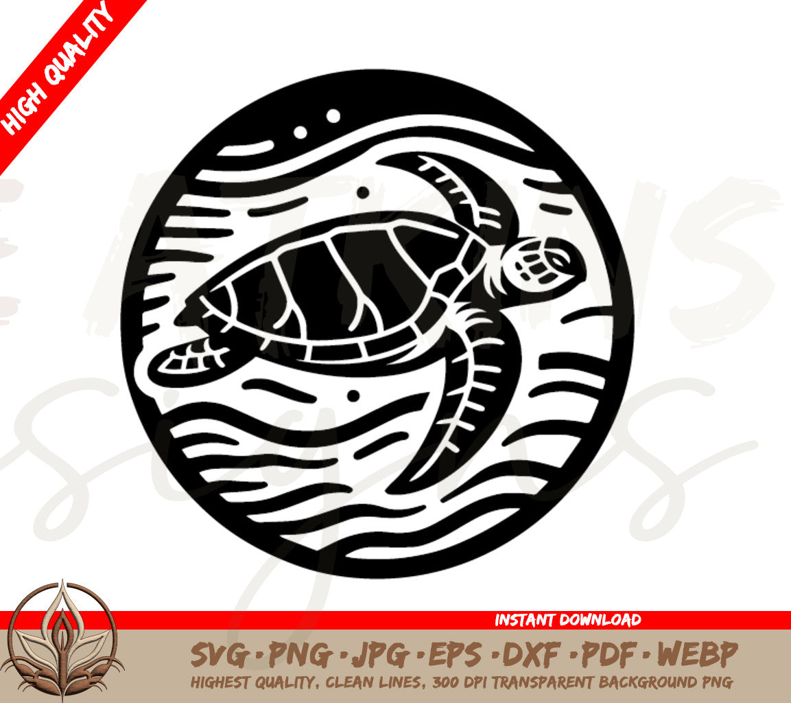 Turtle SVG | Turtle Voyage Circle Digital Download | Perfect for Pins and Sea-Inspired Creations. 