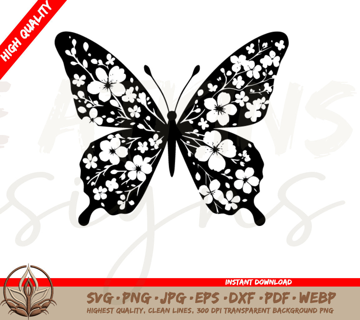 Blossom Winged Butterfly Digital Download, SVG PNG