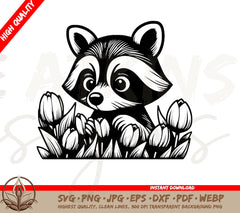 Raccoon SVG | Enjoy This Lovely Critter in an Adventure with Tulips