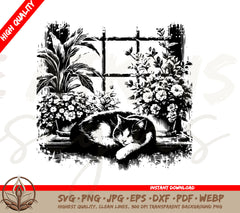 Foliage Cat Nap Digital Download (SVG and PNG)