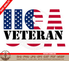 Patriotic USA Veteran Flag Lettering Graphic SVG