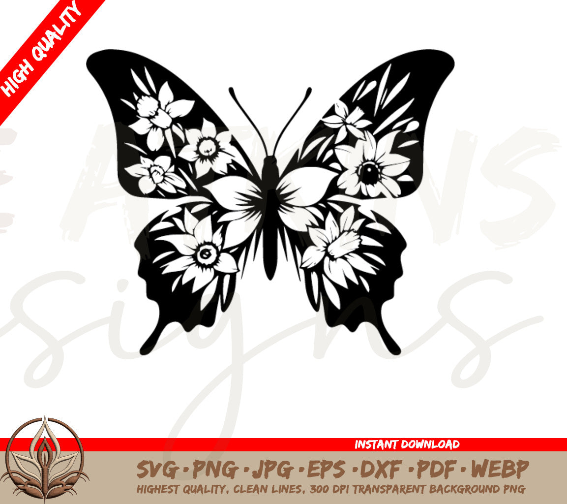 Butterfly Floral Beauty Digital Download (SVG & PNG Files)