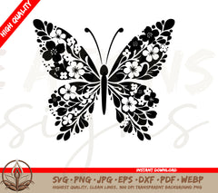 Blooming Butterfly Wings Digital Download (SVG and PNG)