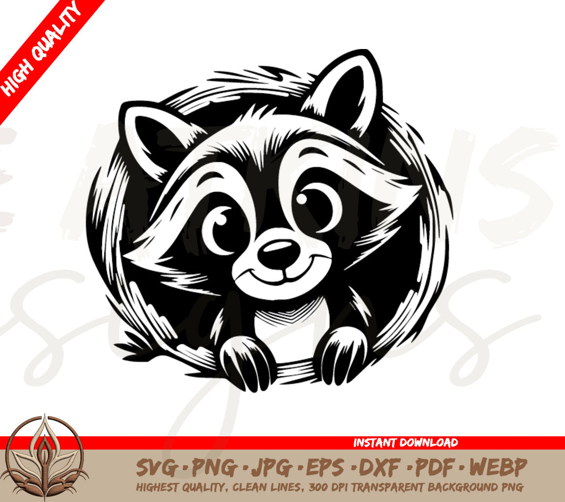 Cheeky Raccoon Smiles Digital Download: SVG and PNG Files