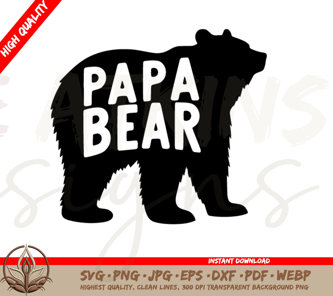 Papa Bear SVG Silhouette - Cuttable Design for Father's Day Crafts!