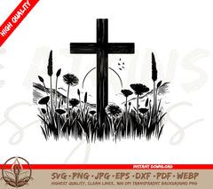 Floral Garden Cross Digital Download (SVG and PNG)